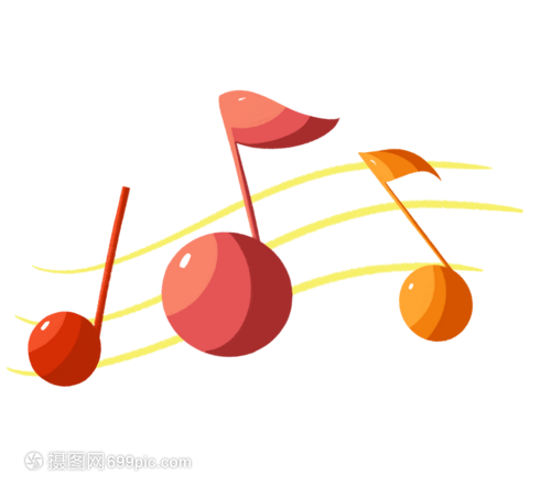 红色卡通音乐符号元素图