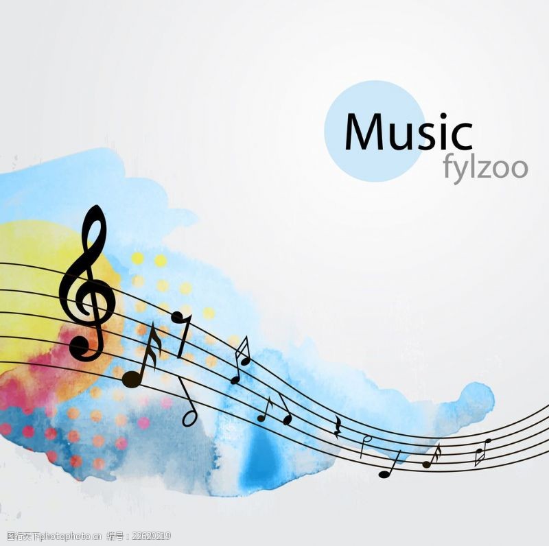 水彩音乐背景图片素材 艺术与旋律的完美融合
